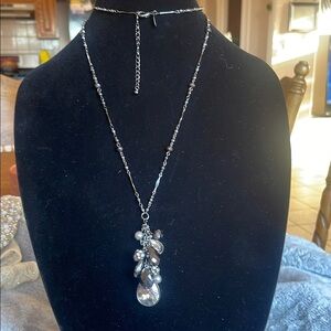 Avenue Silver Necklace with Dainty Crystal Pendants